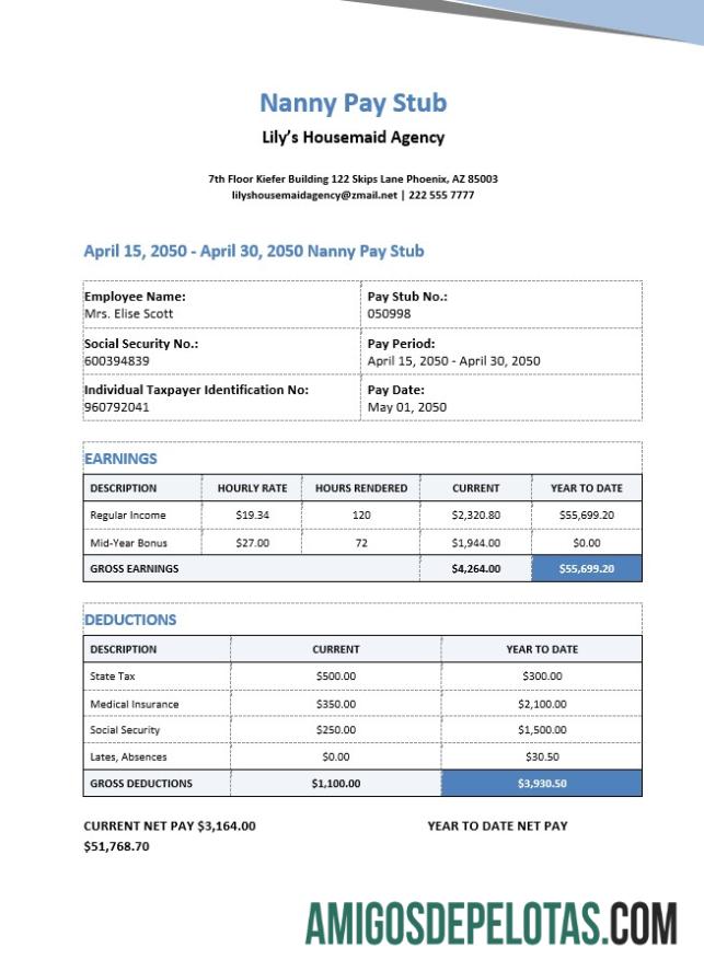Para download Modelo de recibo de pagamento de babá